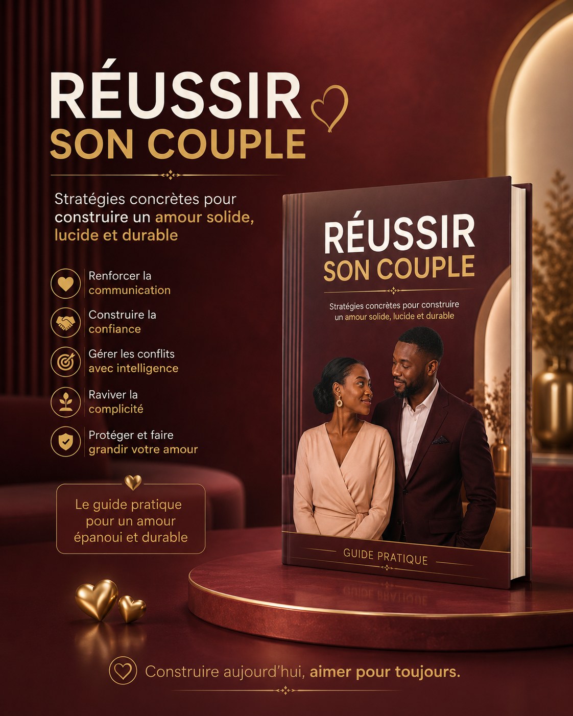Couverture de Réussir son couple : Stratégies concrètes pour construire un amour solide, lucide et durable
