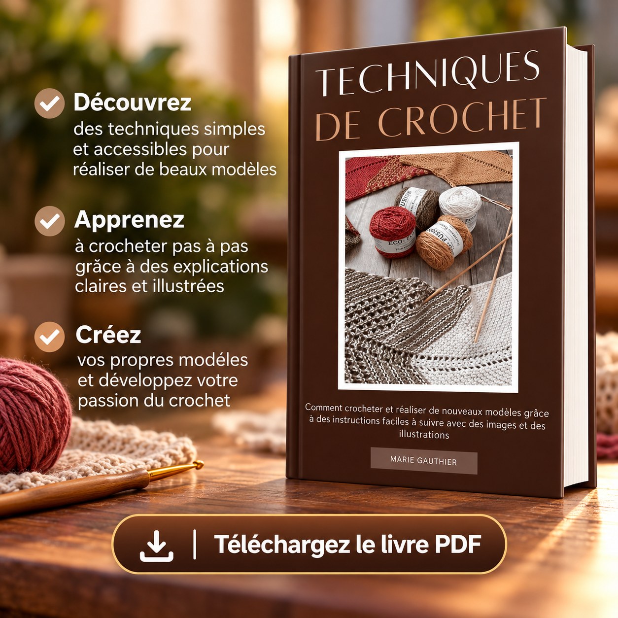 Couverture de Techniques de crochet: Comment crocheter et réaliser de nouveaux modèles grâce à des instructions faciles à suivre avec des images et des illustrations