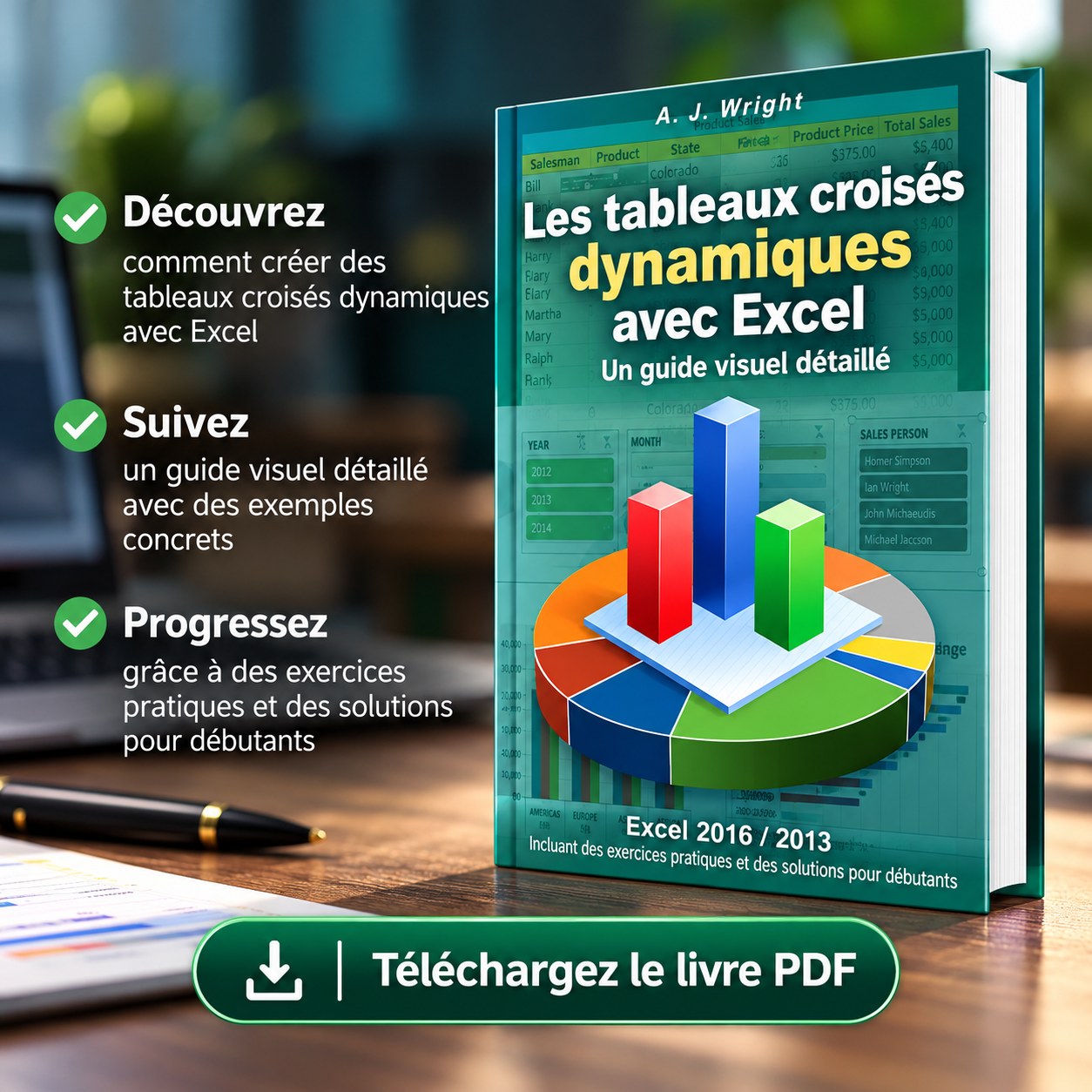 Couverture de Les tableaux croisés dynamiques avec Excel